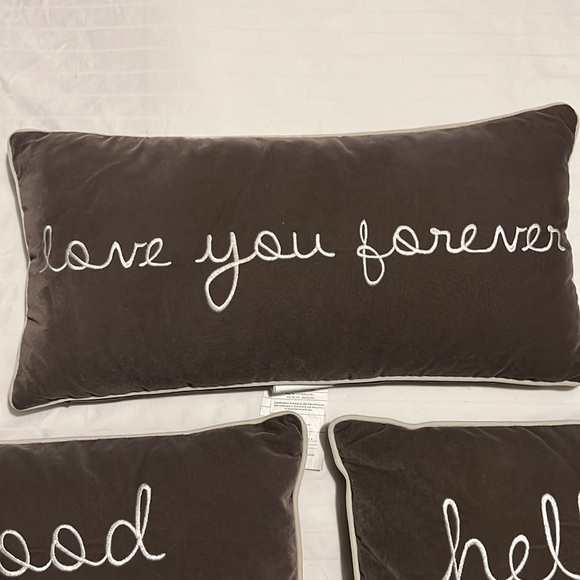 3 pc set Grey Velvet Accent Pillows - Picture 3 of 3